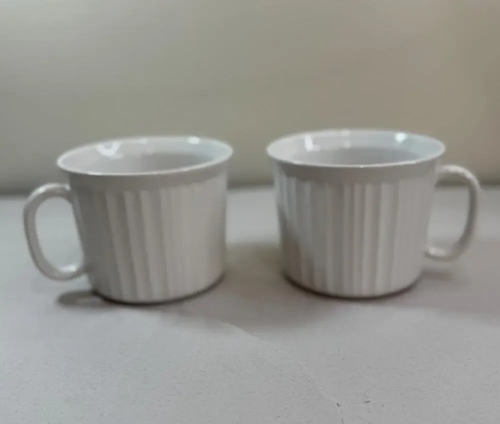 CorningWare White Ribbed Stoneware Ramekins Set of 2 (4